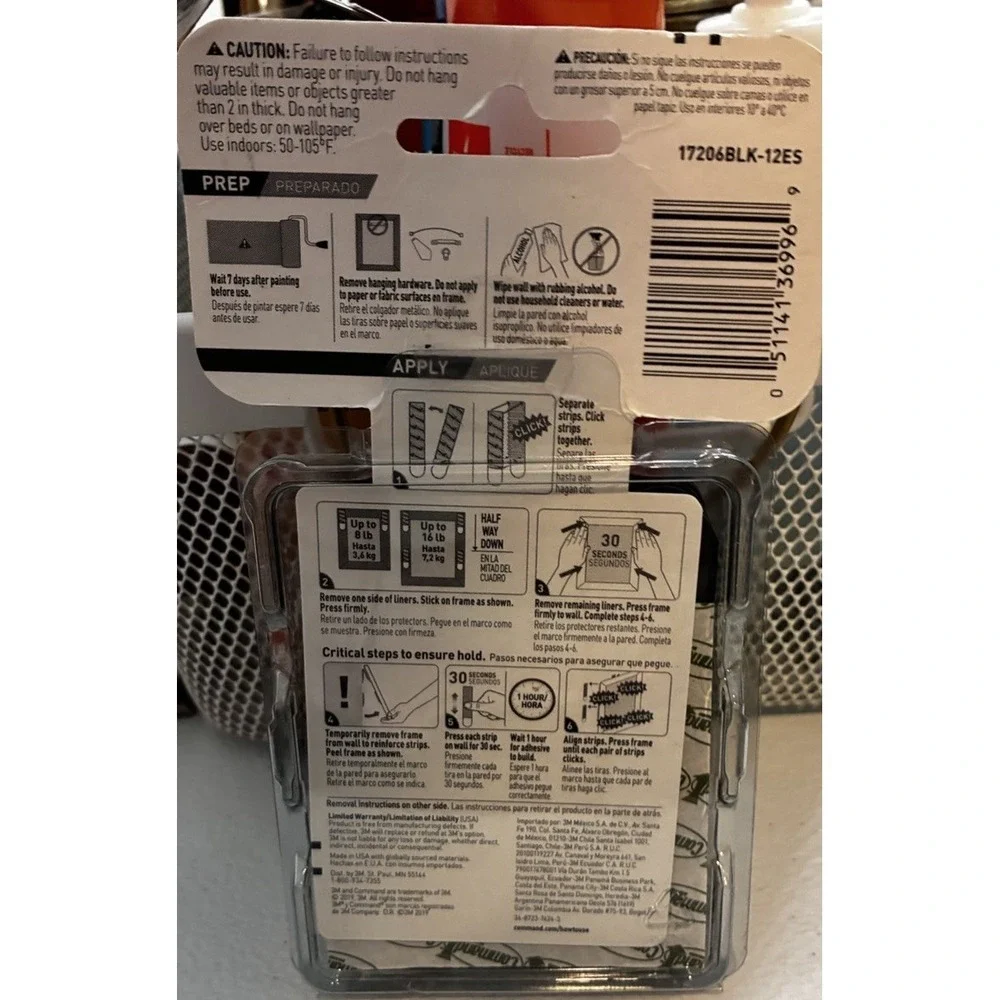 Command™ Large Black Picture Hanging Strips 12 Sets of Strips (17206BLK-12ES)